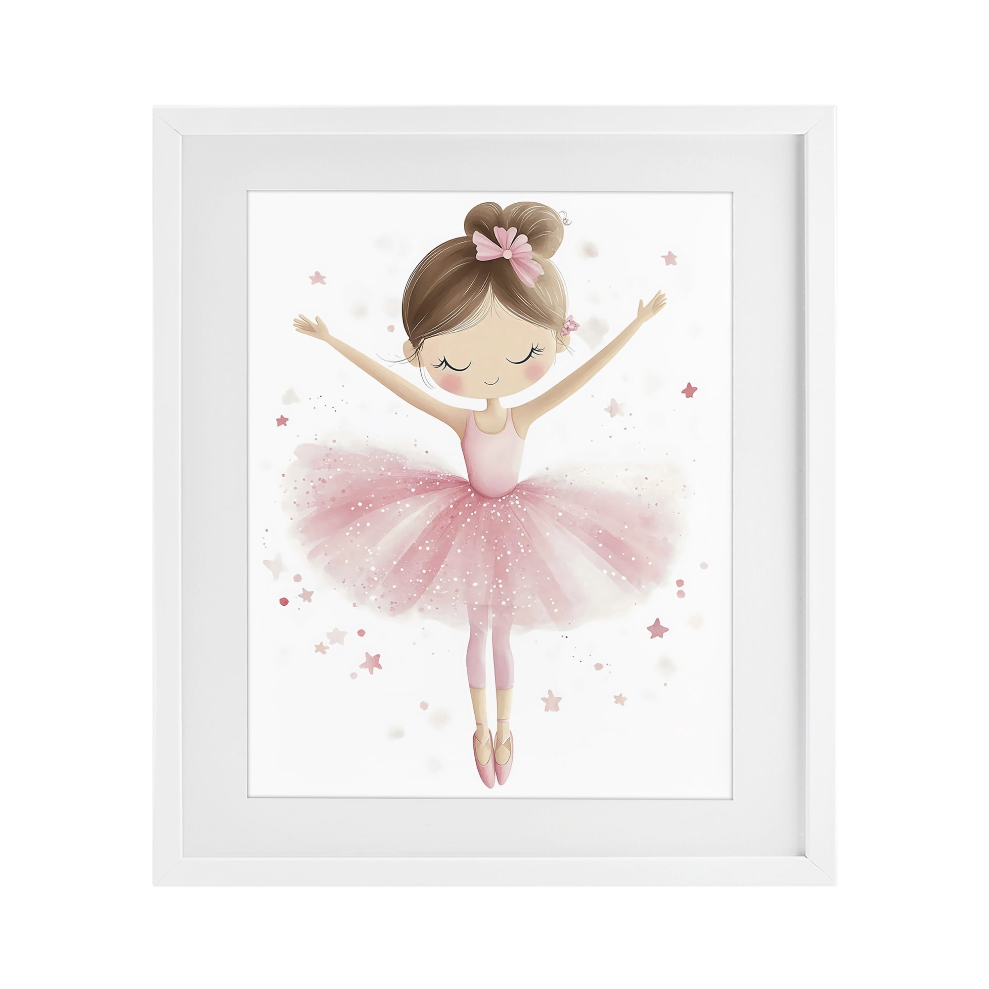 Stupell Industries Graceful Ballerina Pose White Framed Print Under Glass, design by Creative Studio