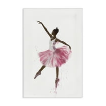 Stupell Industries Graceful Ballerina in Pink Novelty Painting Gallery Wrapped Canvas Art Print Wall Art, 16 x 24
