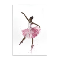 Stupell Industries Graceful Ballerina in Pink Novelty Painting Unframed Art Print Wall Art, 10 x 15