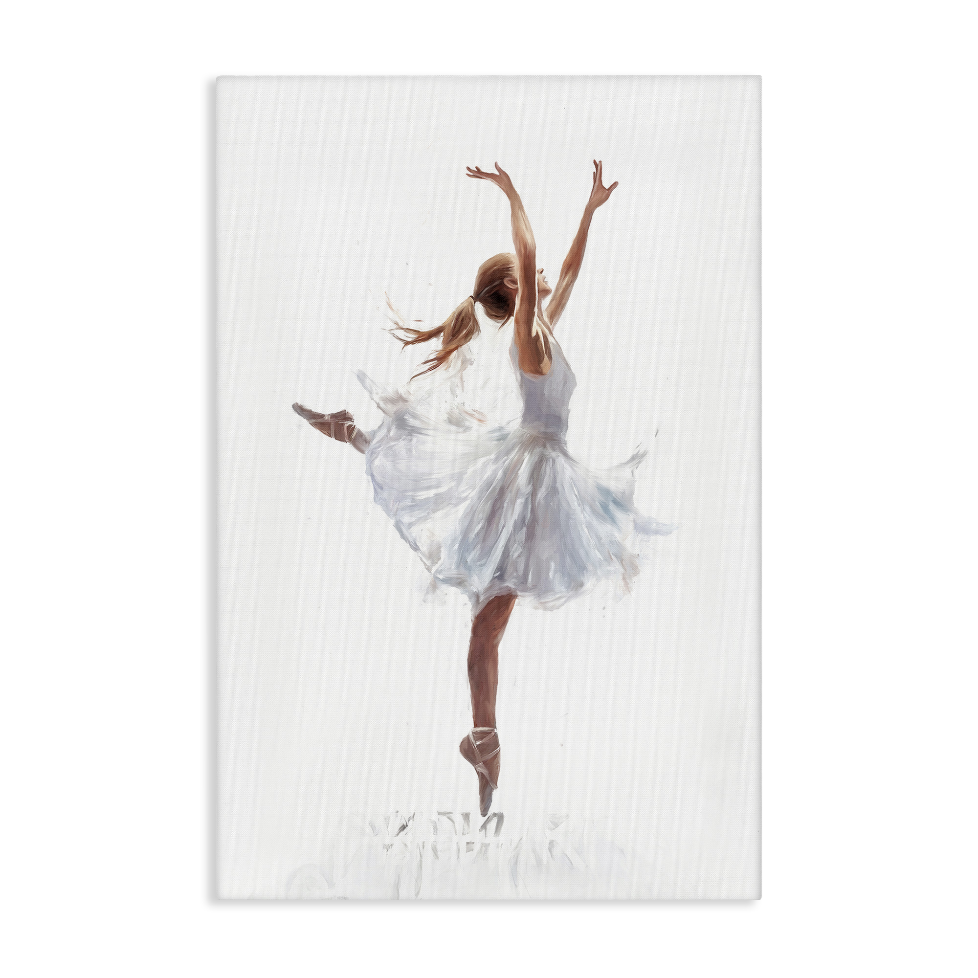 Stupell Industries Graceful Ballerina in White Novelty Painting Gallery Wrapped Canvas Art Print Wall Art, 24 x 36