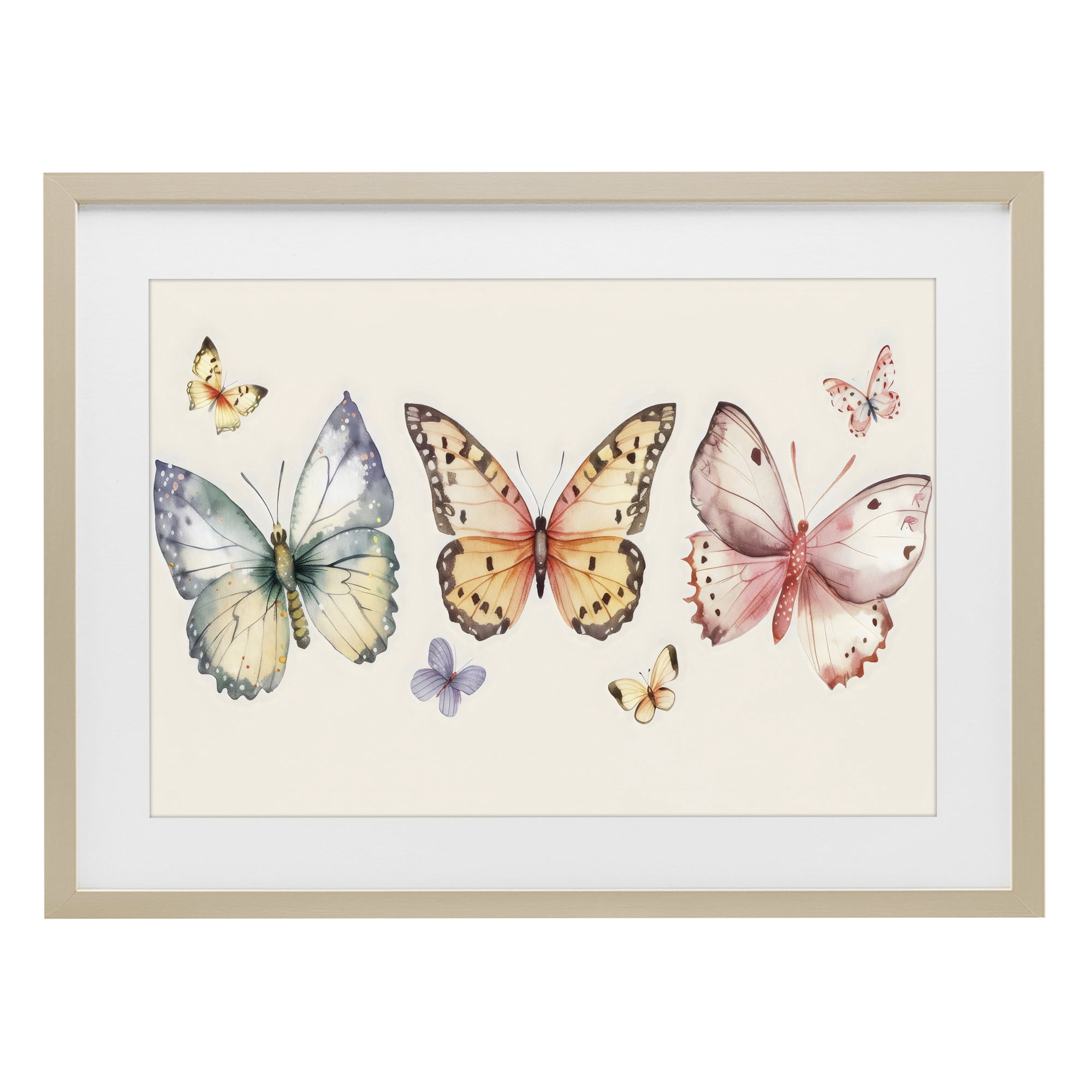 Stupell Industries Graceful Butterfly Trio Birch Framed Print Under Glass, design by Creative Studio