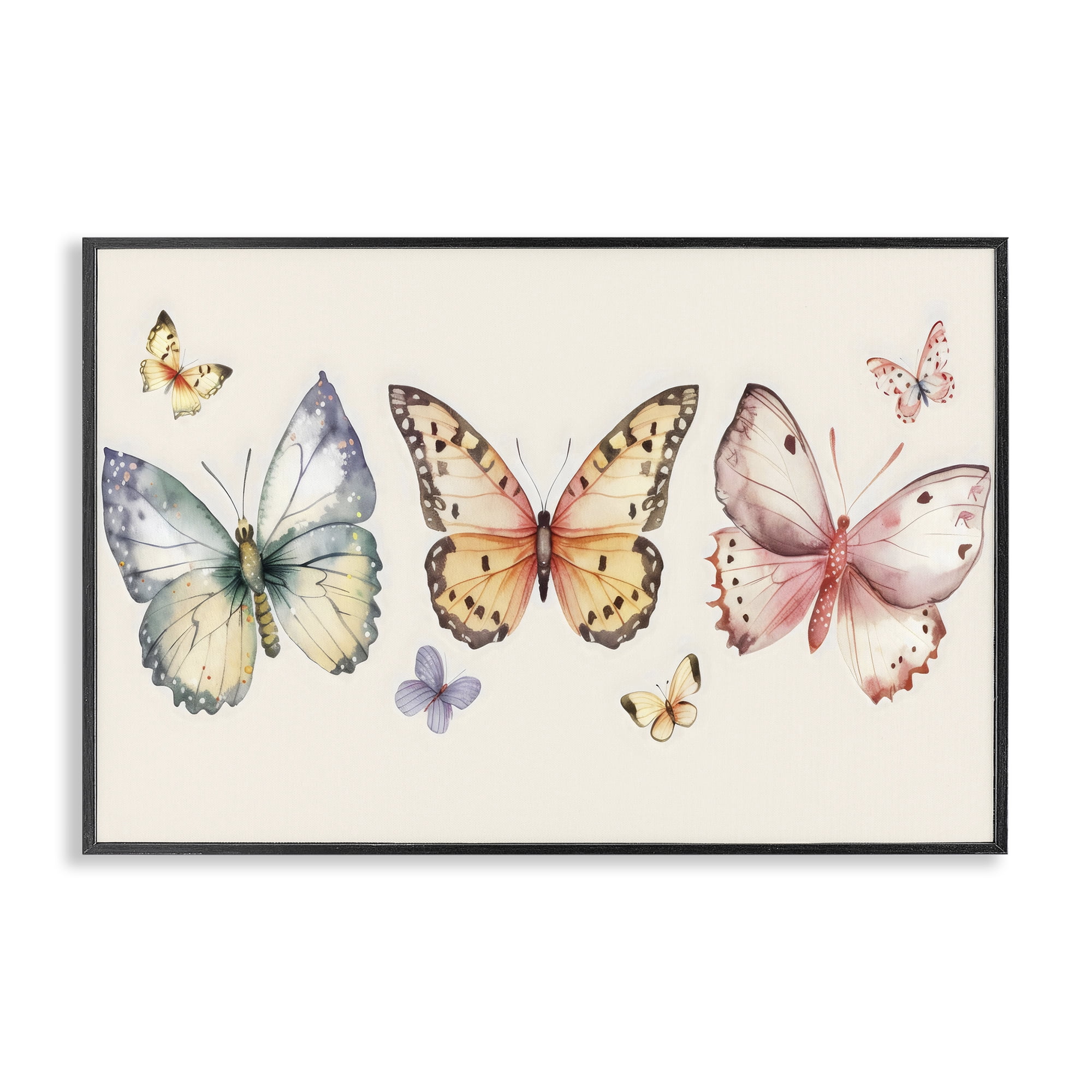 Stupell Industries Graceful Butterfly Trio Black Framed Giclee Art, design by Creative Studio