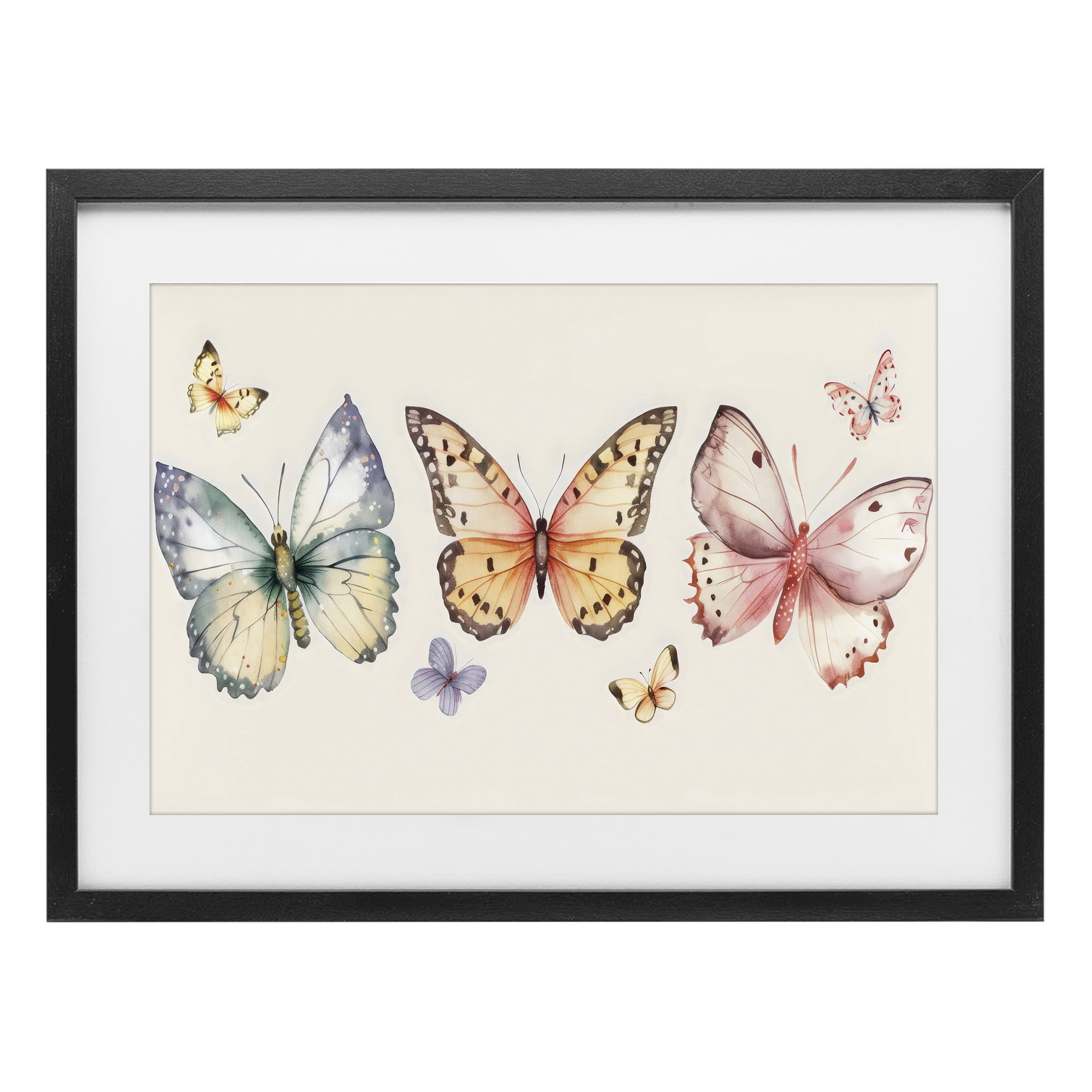 Stupell Industries Graceful Butterfly Trio Black Framed Print Under Glass, design by Creative Studio