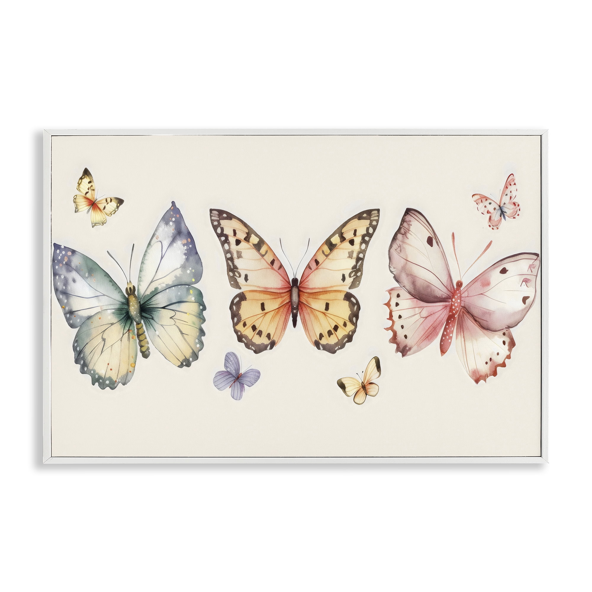 Stupell Industries Graceful Butterfly Trio White Framed Giclee Art, design by Creative Studio