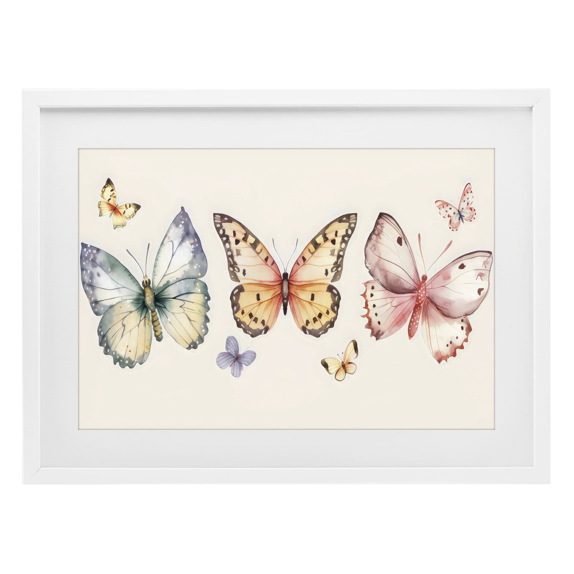 Stupell Industries Graceful Butterfly Trio White Framed Print Under Glass, design by Creative Studio