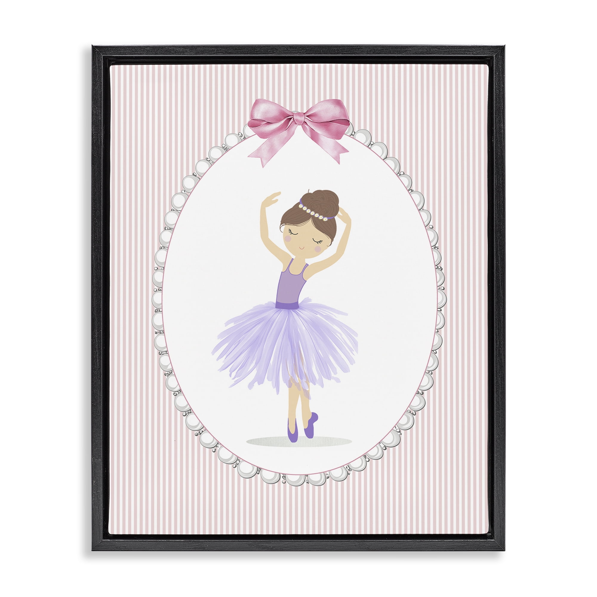 Stupell Industries Graceful Dance on Stripes Black Framed Floater Canvas Wall Art, design by Christine Simpson Art