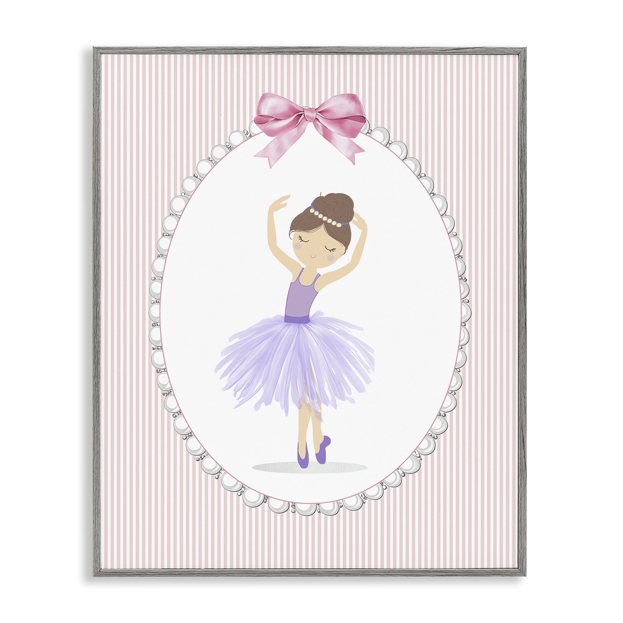 Stupell Industries Graceful Dance on Stripes Gray Framed Giclee Art, design by Christine Simpson Art