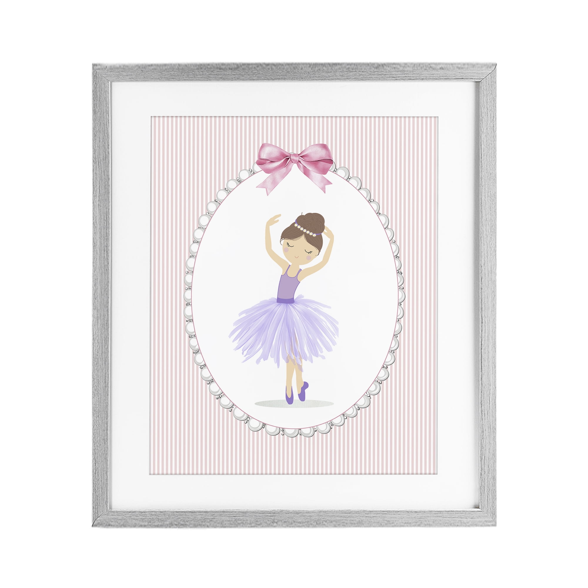 Stupell Industries Graceful Dance on Stripes Gray Framed Print Under Glass, design by Christine Simpson Art