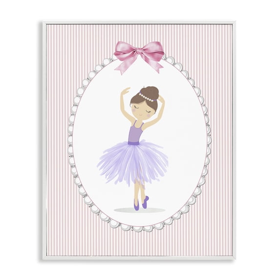 Stupell Industries Cottage Graceful Dance on Stripes White Framed Giclee Art, 24 x 30, by Christine Simpson Art