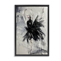 Stupell Industries Graceful Dancer Abstract People Painting Black Floater Framed Canvas Art Print Wall Art, 17 x 25