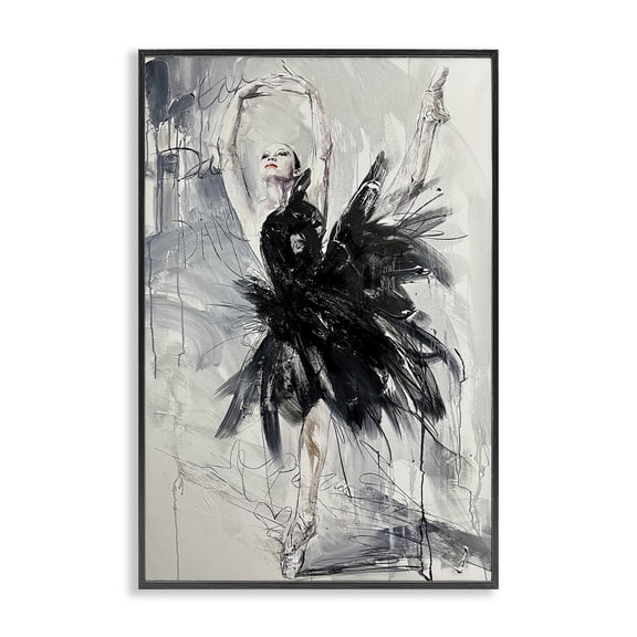 Stupell Industries Graceful Dancer Abstract People Painting Black Framed Art Print Wall Art, 16 x 24