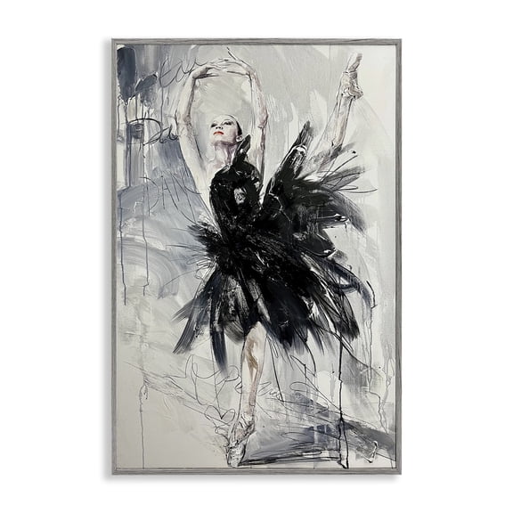 Stupell Industries Graceful Dancer Abstract People Painting Gray Framed Art Print Wall Art, 12 x 18