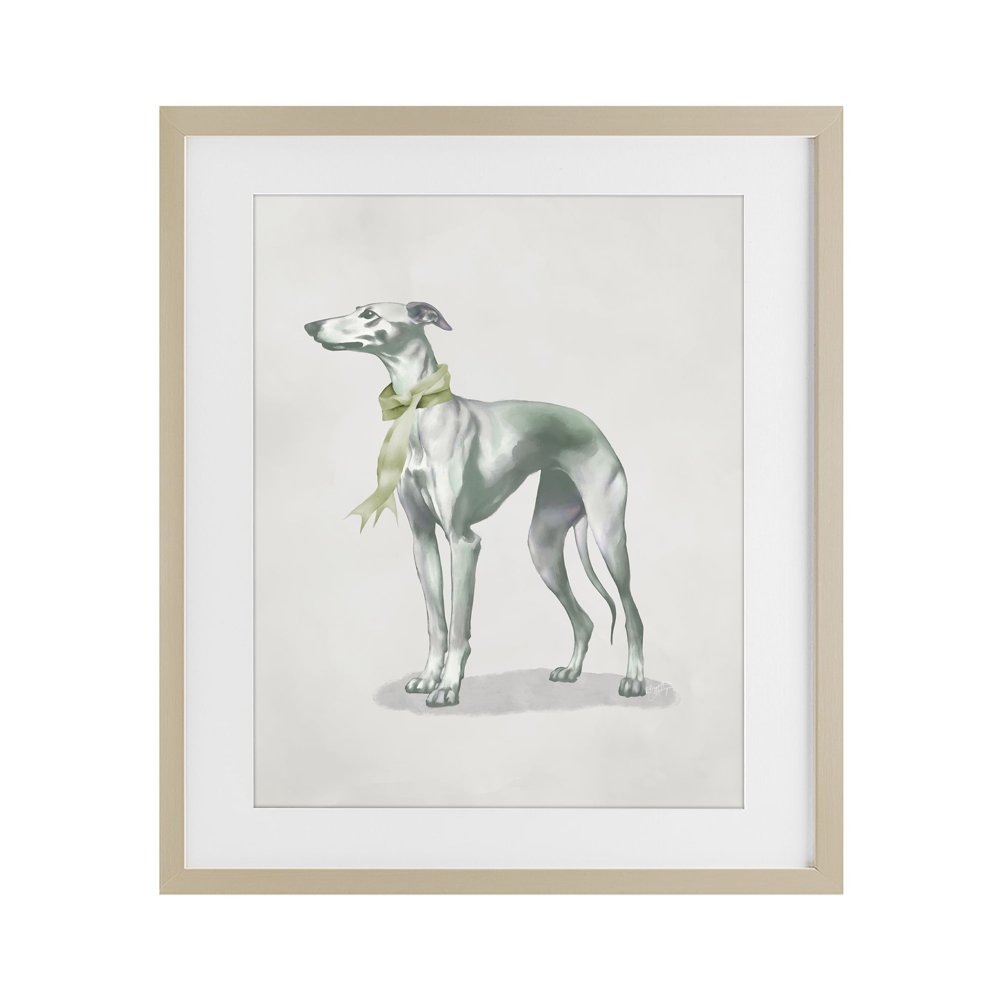 Stupell Industries Graceful Dog & Ribbon Birch Framed Print Under Glass, design by Elizabeth Medley