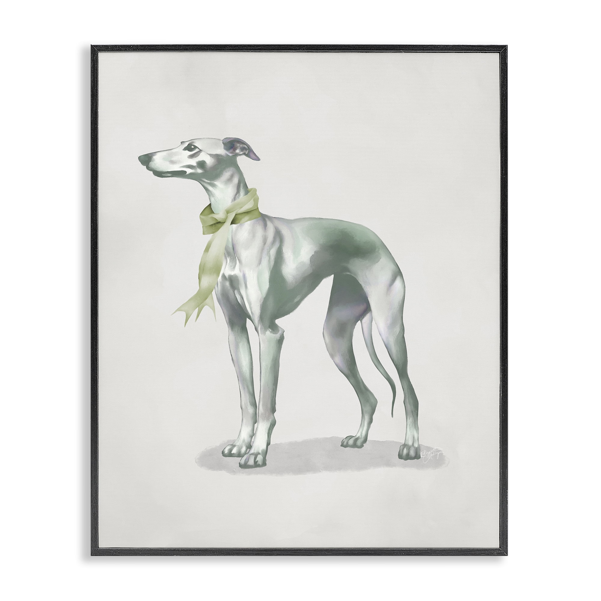 Stupell Industries Graceful Dog & Ribbon Black Framed Giclee Art, design by Elizabeth Medley