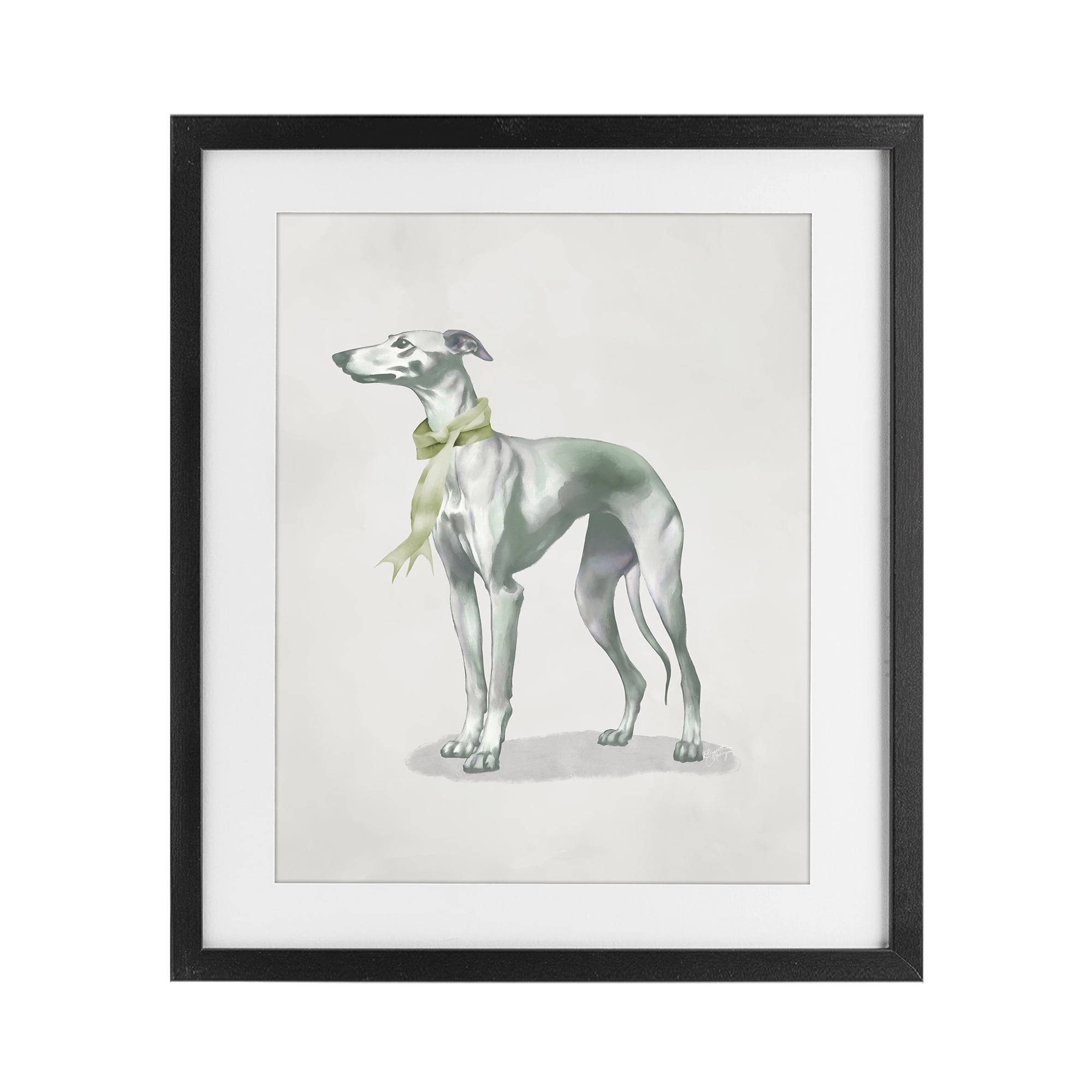 Stupell Industries Graceful Dog & Ribbon Black Framed Print Under Glass, design by Elizabeth Medley
