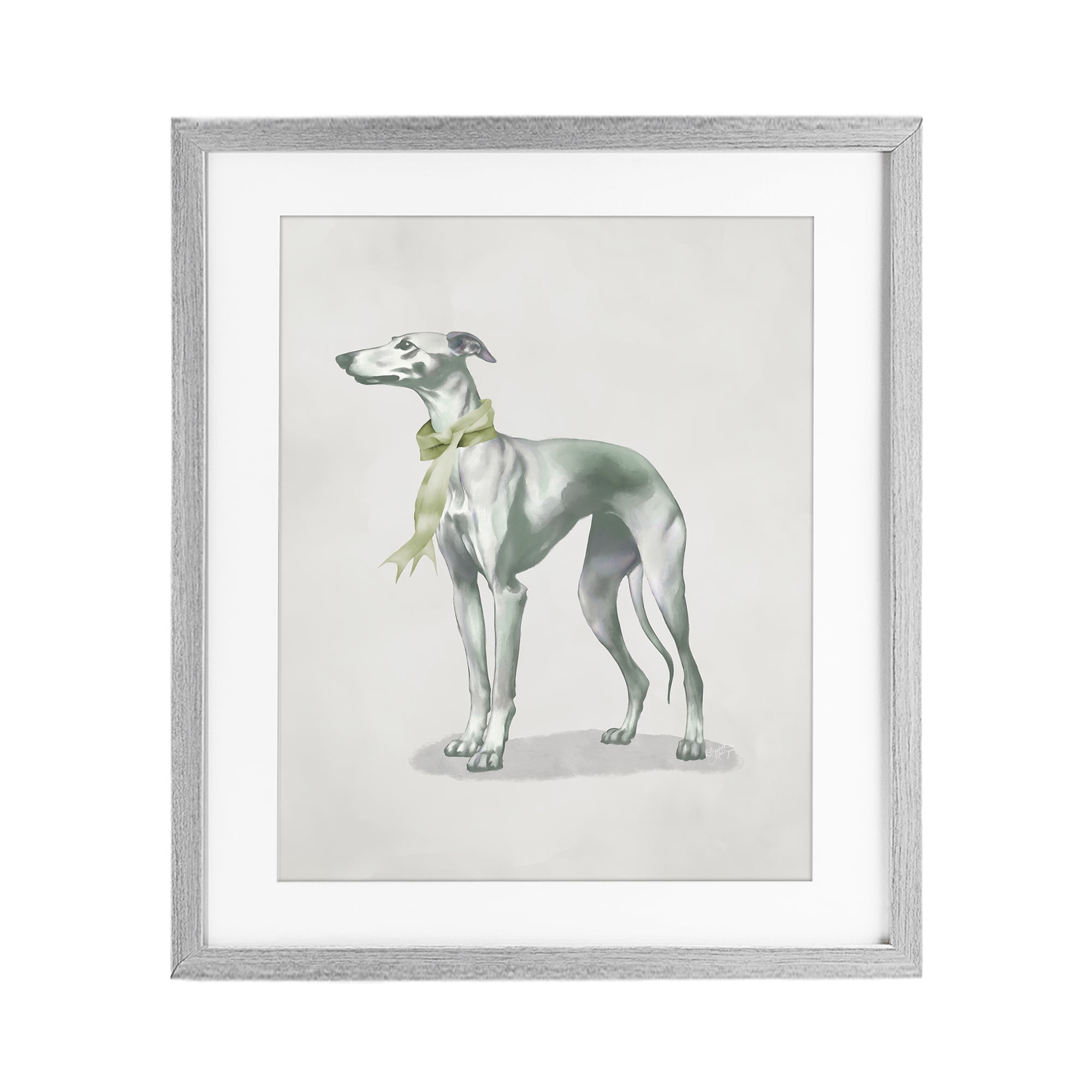 Stupell Industries Graceful Dog & Ribbon Gray Framed Print Under Glass, design by Elizabeth Medley
