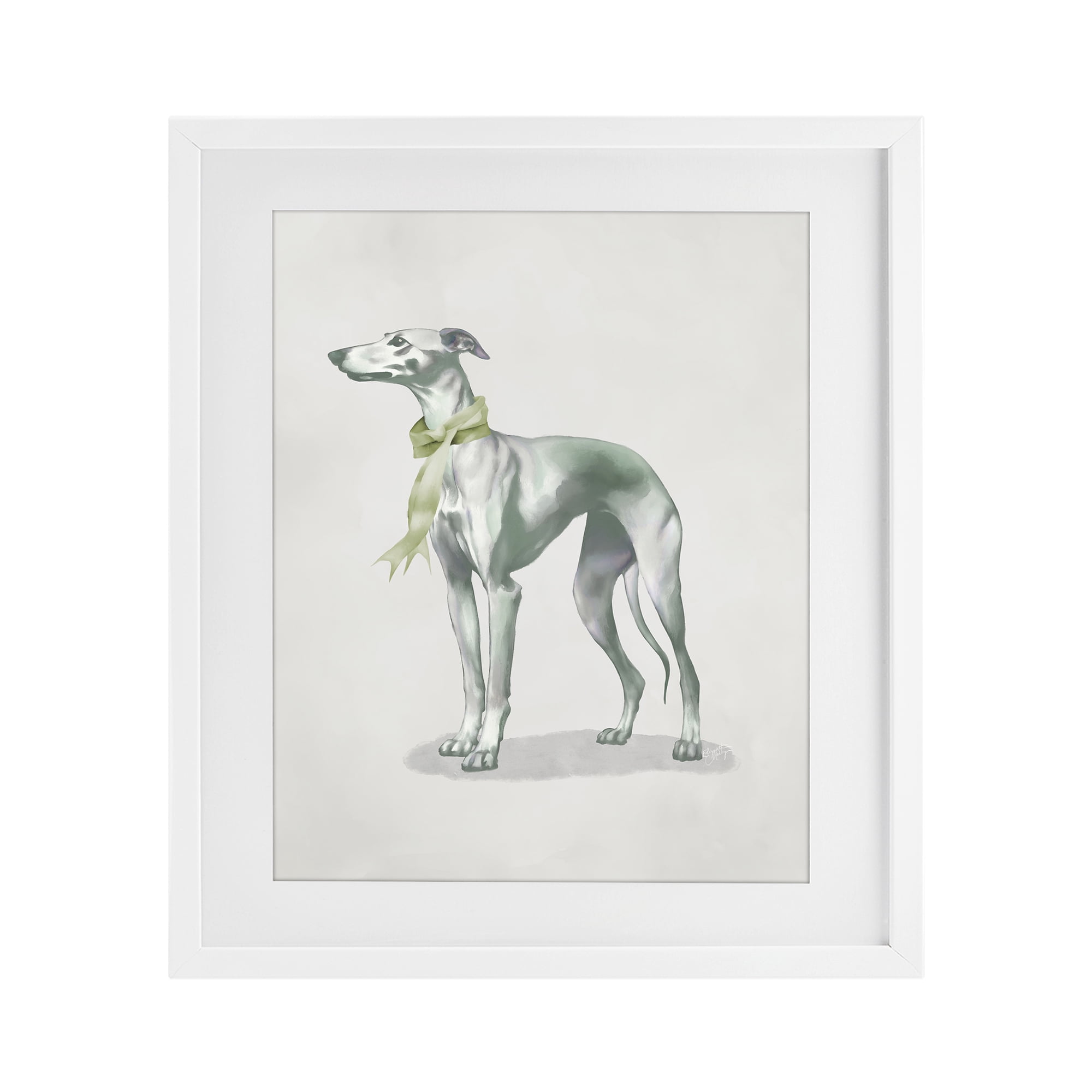 Stupell Industries Graceful Dog & Ribbon White Framed Print Under Glass, design by Elizabeth Medley