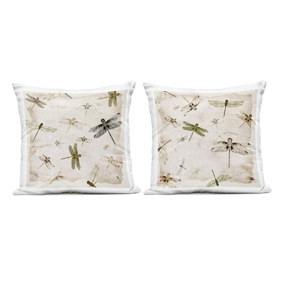 Stupell Industries Graceful Dragonflies Illustrations 2 Piece Outdoor Printed Pillow Set design by Jacob Q, 18 x 7 x 18