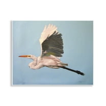 Stupell Industries Graceful Egret Flying Animals & Insects Painting Unframed Art Print Wall Art, 14 x 11