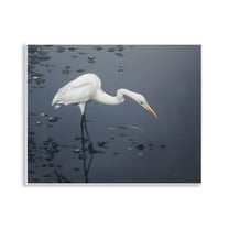 Stupell Industries Graceful Egret in Lake Animals & Insects Painting Unframed Art Print Wall Art, 14 x 11