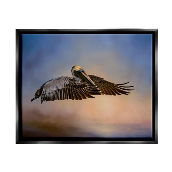 Stupell Industries Graceful Flyer Pelican Portrait Animals & Insects Photography Black Floater Framed Art Print Wall Art, 21 x 17