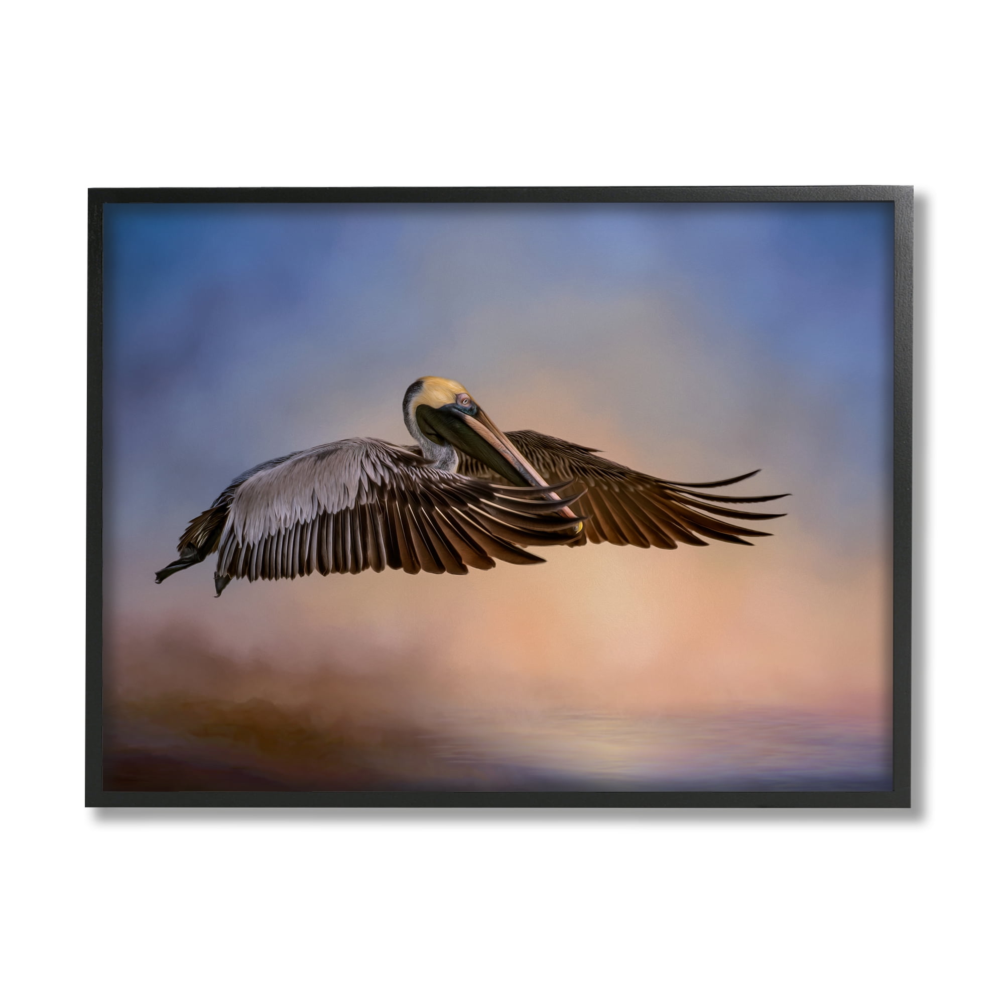 Stupell Industries Graceful Flyer Pelican Portrait Animals & Insects Photography Black Framed Art Print Wall Art, 30 x 24