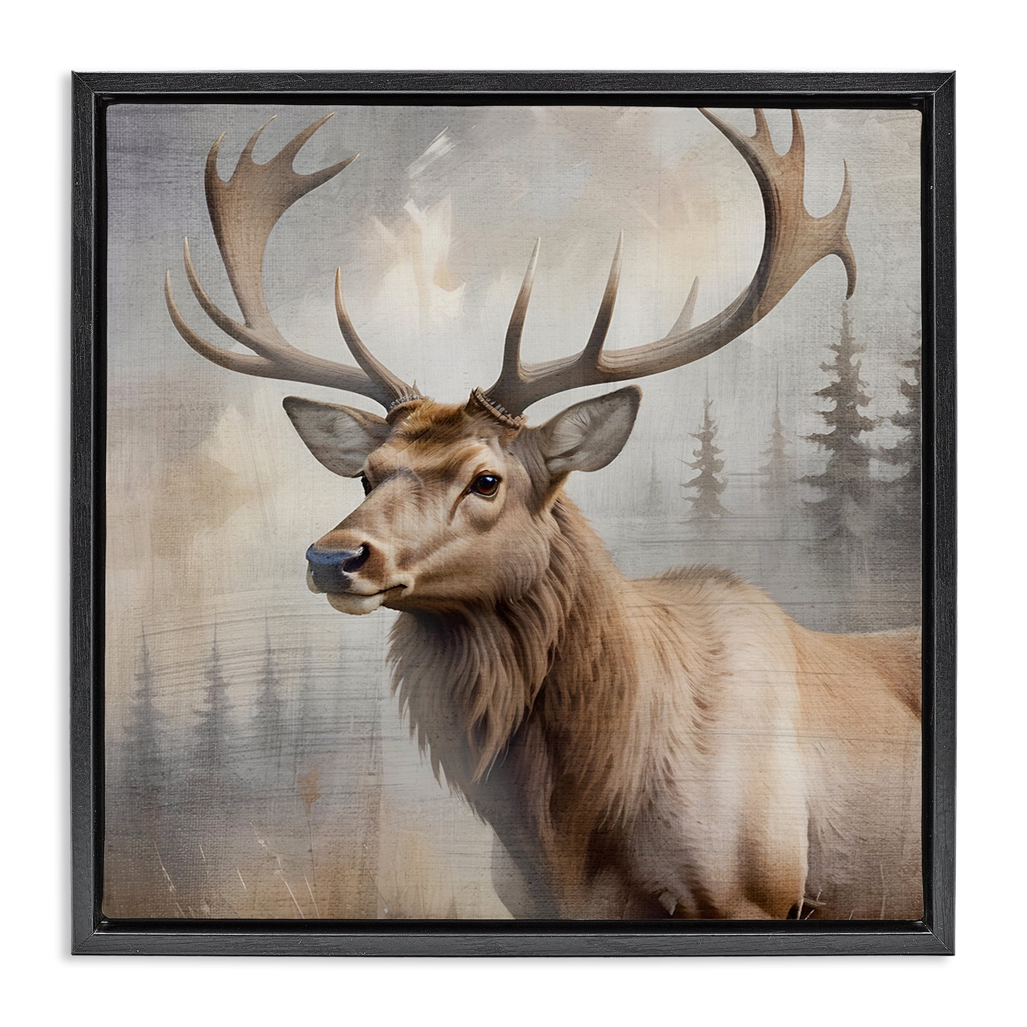 Stupell Industries Graceful Forest Stag Black Framed Floater Canvas Wall Art, design by Susan Arnot