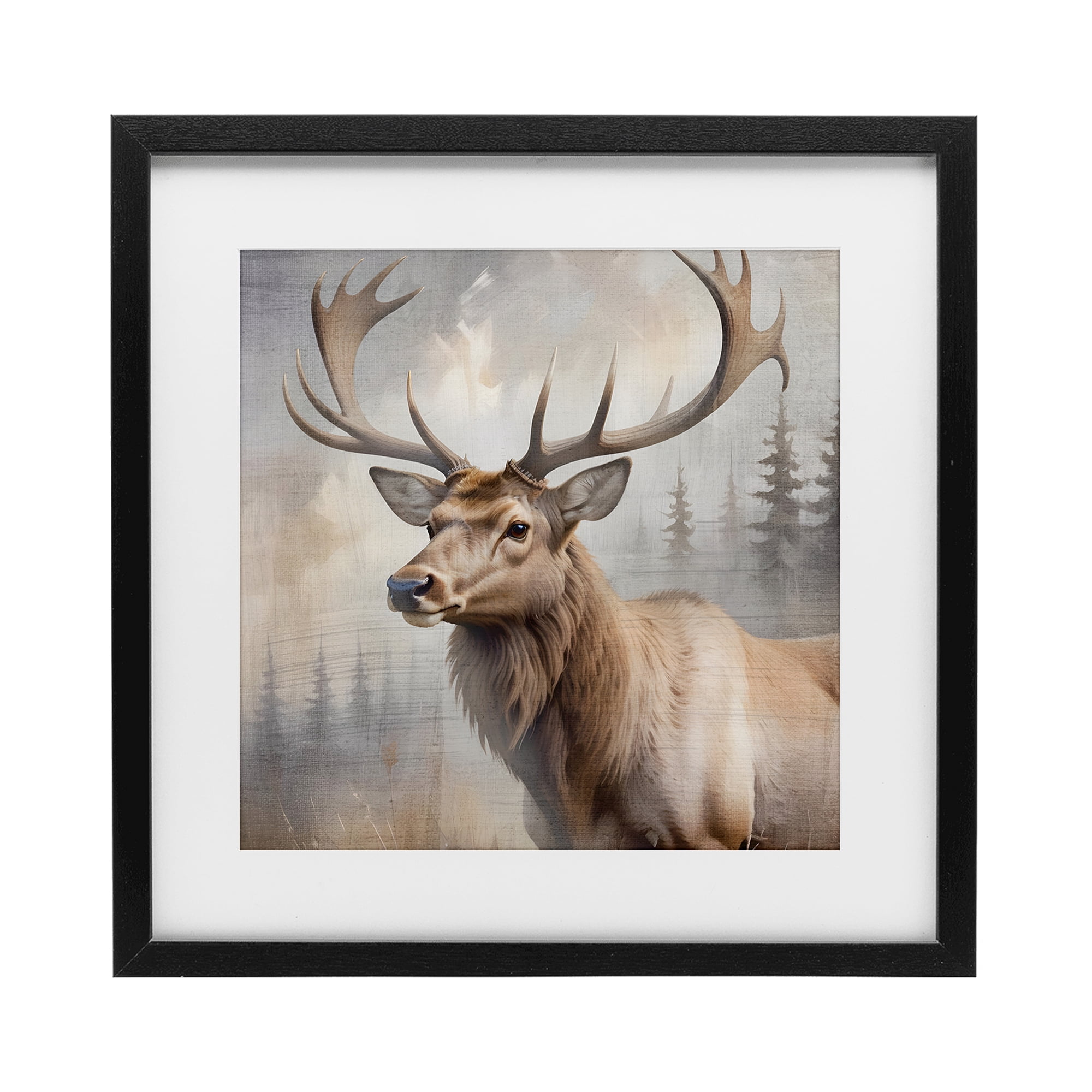 Stupell Industries Graceful Forest Stag Black Framed Print Under Glass, design by Susan Arnot