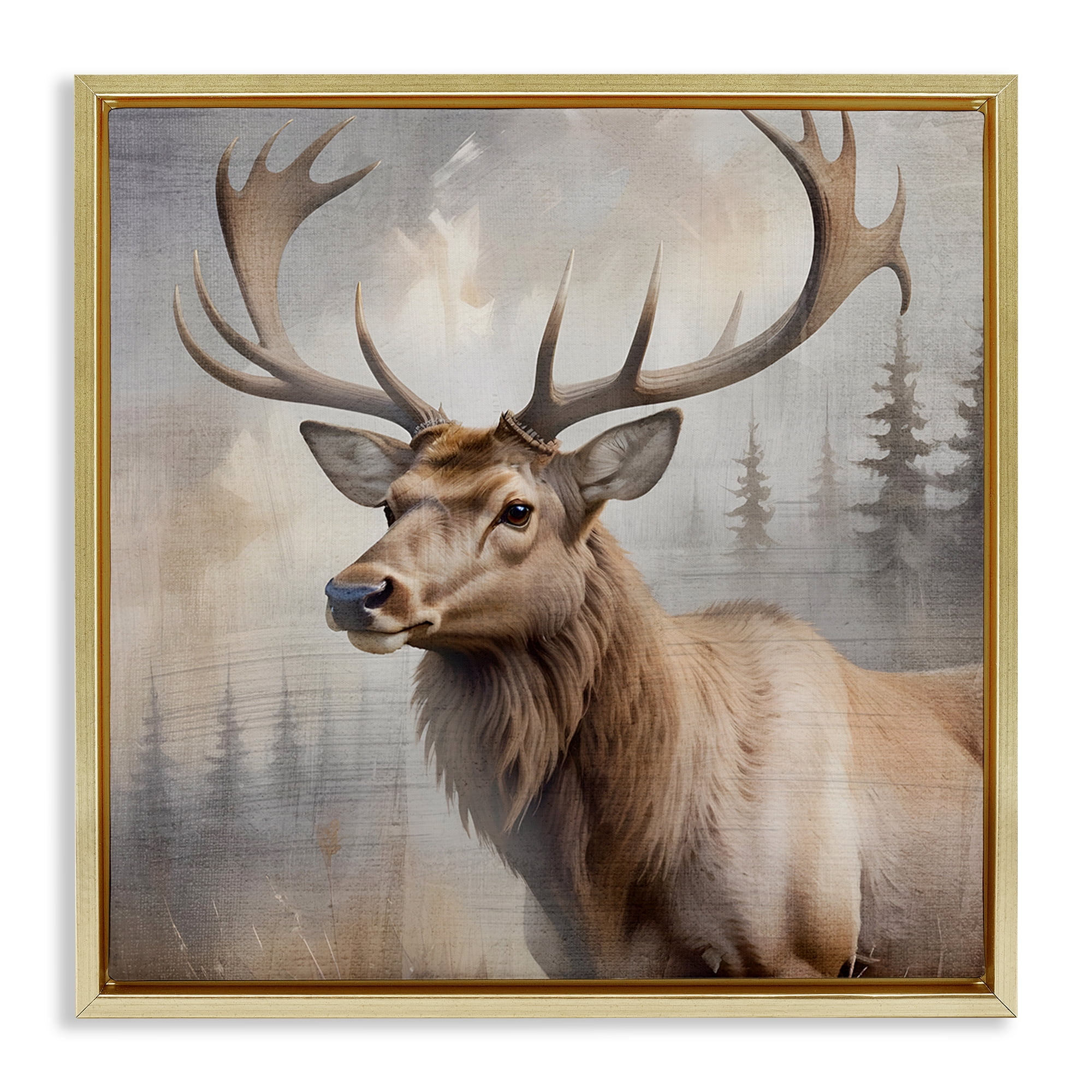 Stupell Industries Graceful Forest Stag Gold Framed Floater Canvas Wall Art, design by Susan Arnot