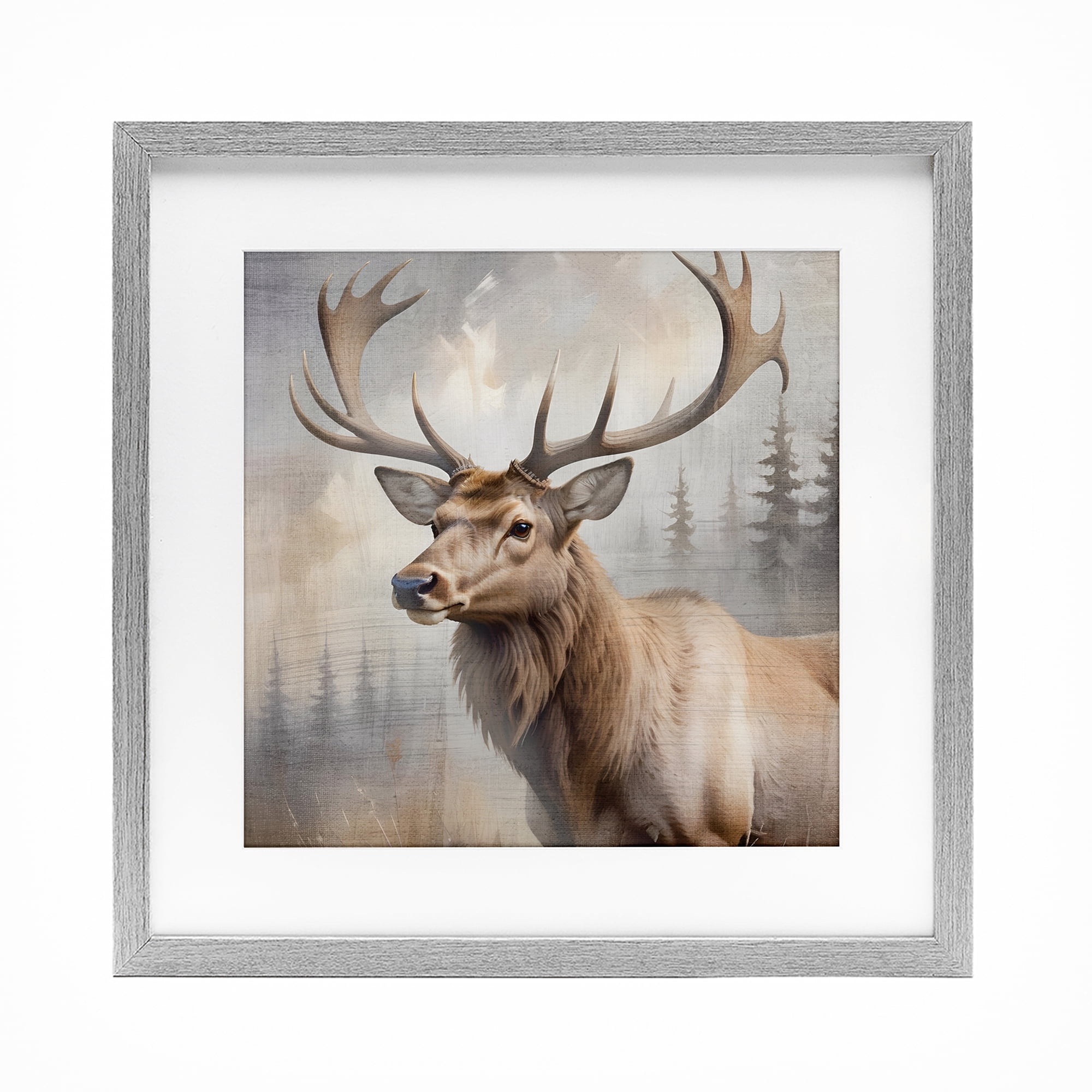 Stupell Industries Graceful Forest Stag Gray Framed Print Under Glass, design by Susan Arnot