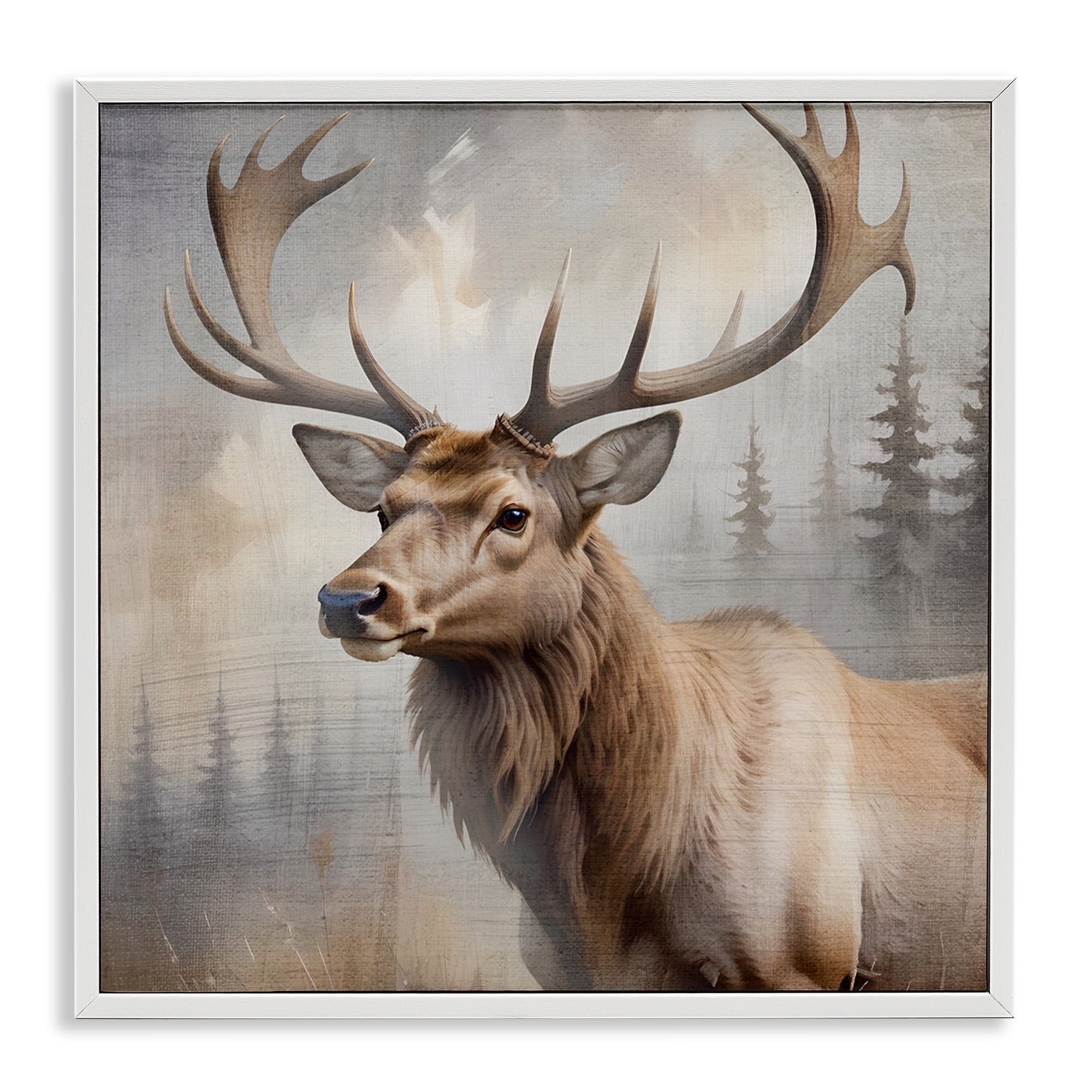 Stupell Industries Graceful Forest Stag White Framed Giclee Art, design by Susan Arnot