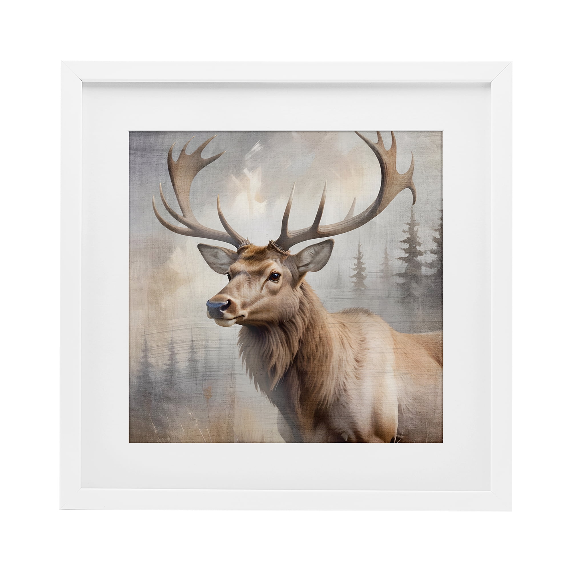 Stupell Industries Graceful Forest Stag White Framed Print Under Glass, design by Susan Arnot