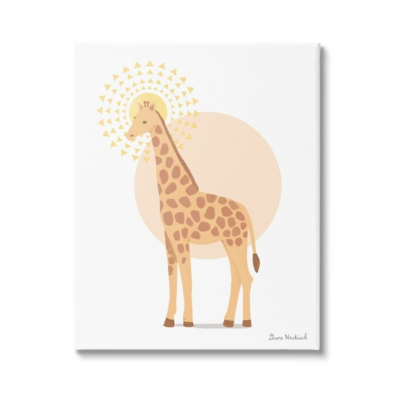 Stupell Industries Graceful Giraffe Geometric Sun Pattern Animal Illustration Graphic Art Gallery Wrapped Canvas Print Wall Art, Design by Diane Neukirch