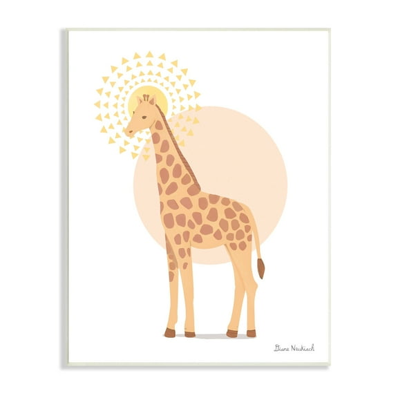 Stupell Industries Graceful Giraffe Geometric Sun Pattern Animal Illustration Graphic Art Unframed Art Print Wall Art, Design by Diane Neukirch
