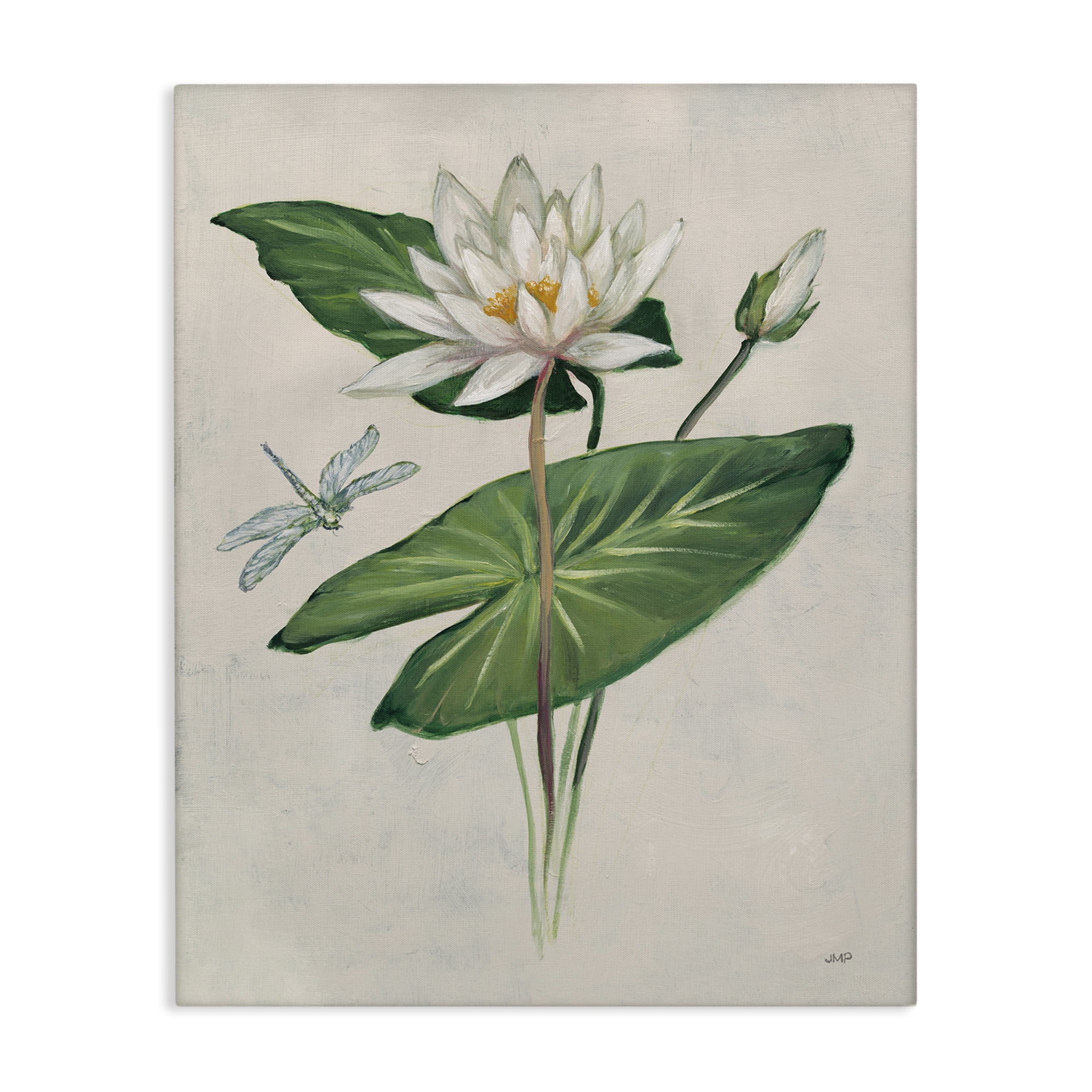 Stupell Industries Graceful Lily Pad Plants & Flowers Painting Wrapped Canvas Art Print Wall Art, 24 x 30
