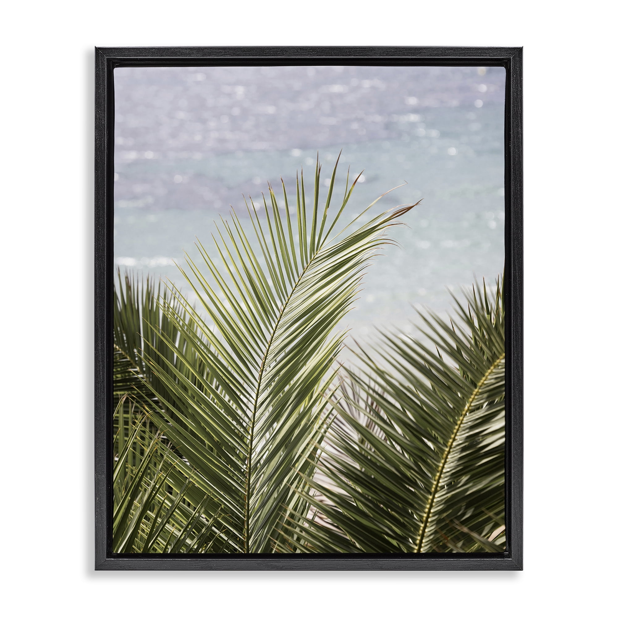 Stupell Industries Graceful Palms by Sea Nautical & Beach Photography Black Floater Framed Canvas Art Print Wall Art, 25 x 31