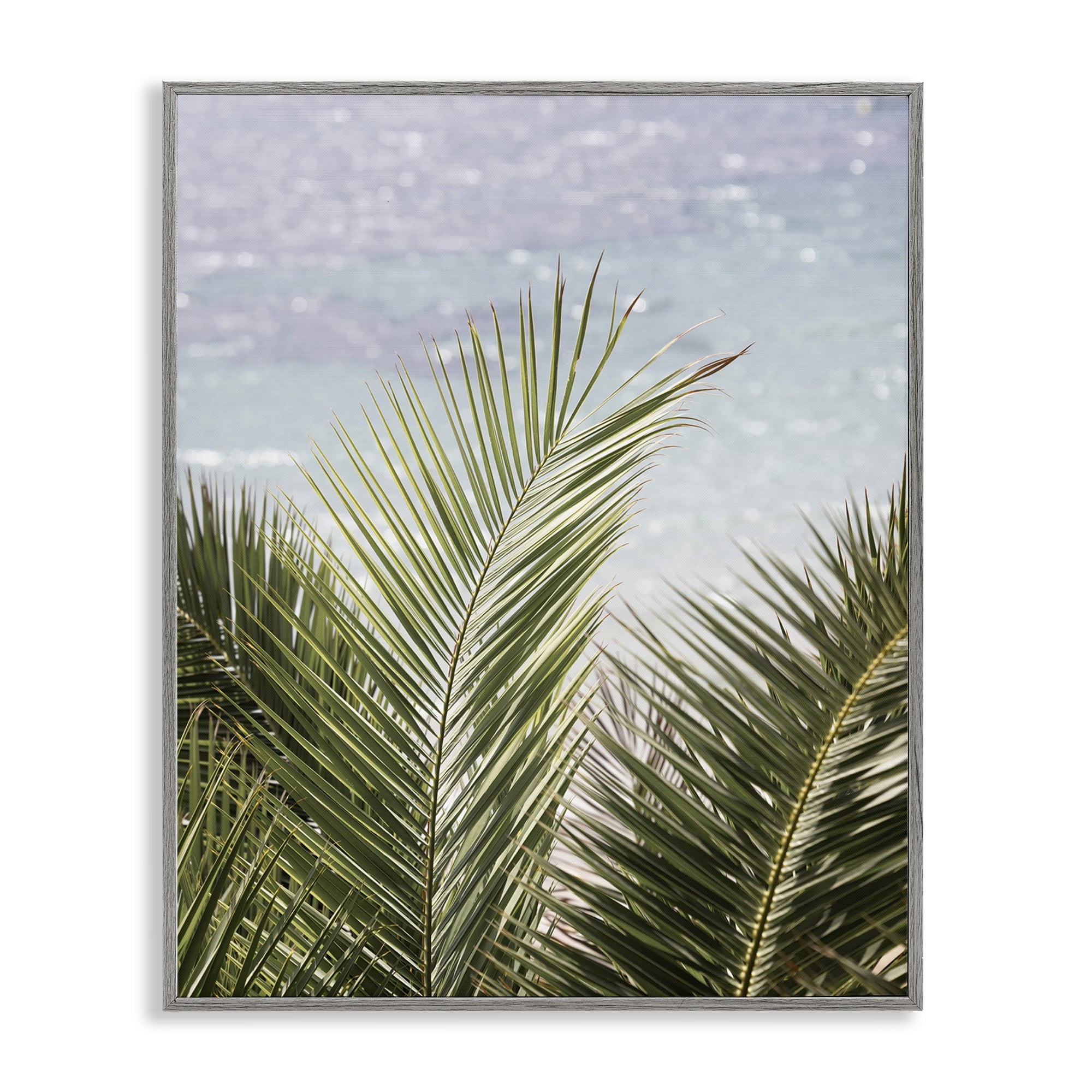 Stupell Industries Graceful Palms by Sea Nautical & Beach Photography Gray Framed Art Print Wall Art, 11 x 14