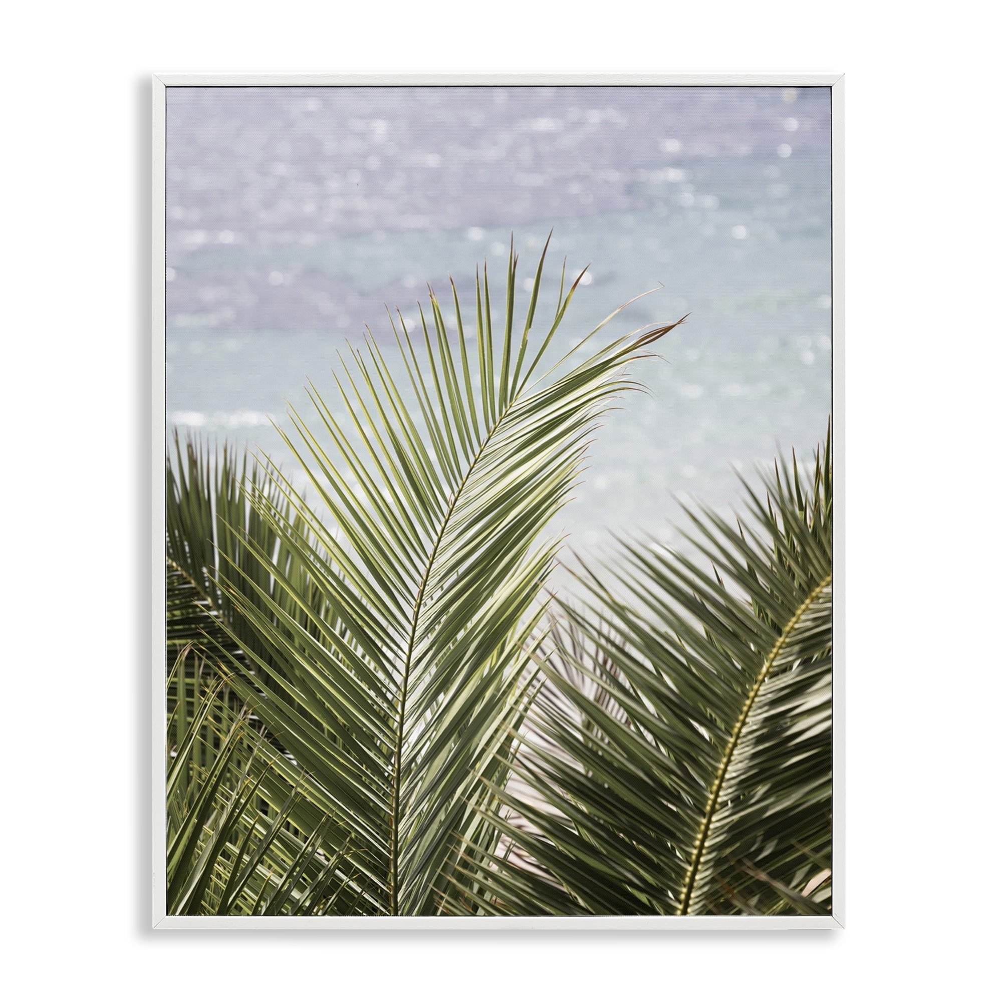 Stupell Industries Graceful Palms by Sea Nautical & Beach Photography White Framed Art Print Wall Art, 24 x 30