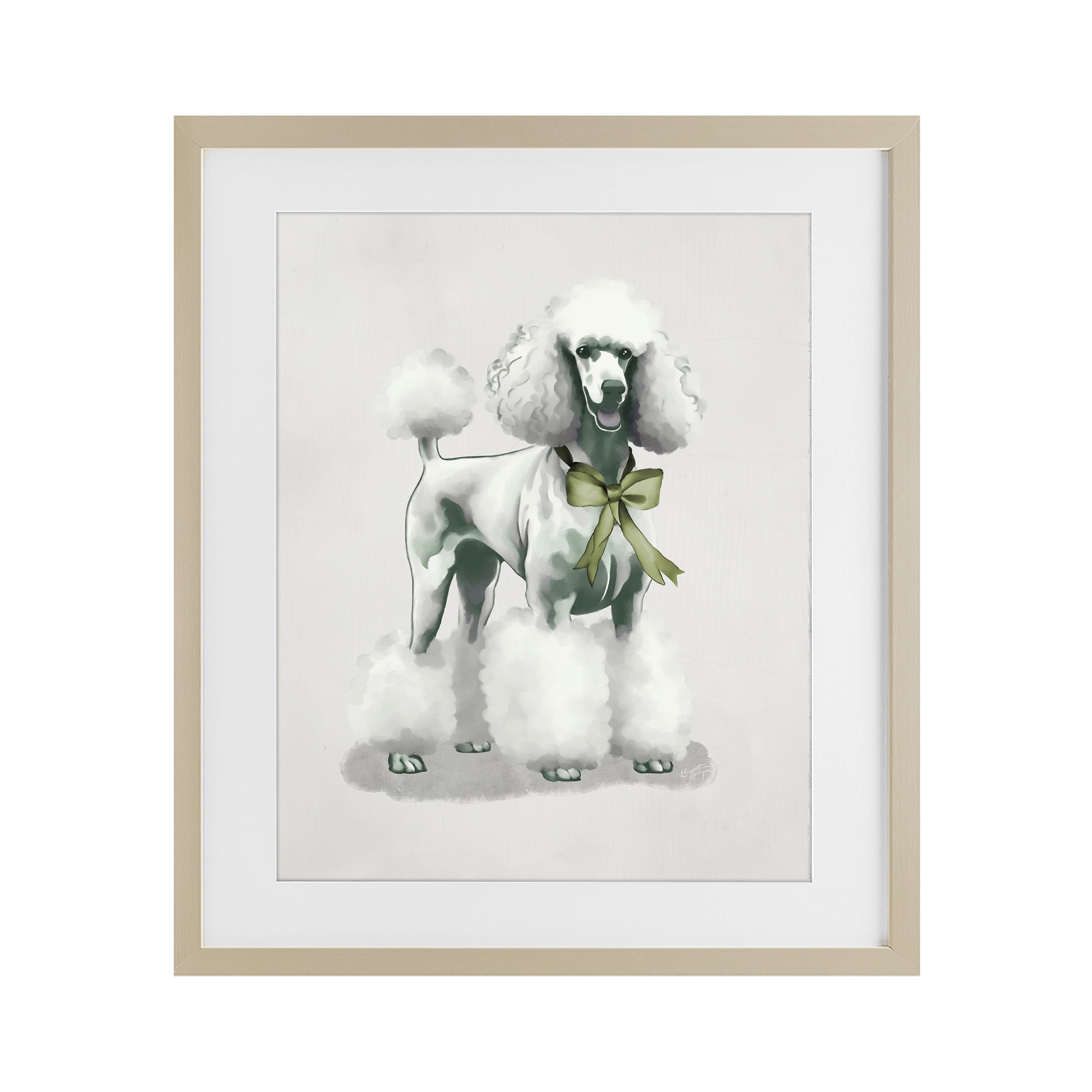 Stupell Industries Graceful Poodle & Ribbon Birch Framed Print Under Glass, design by Elizabeth Medley