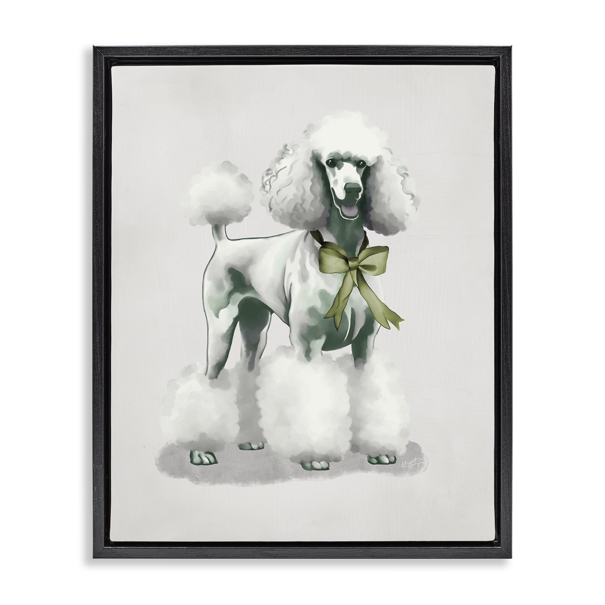Stupell Industries Graceful Poodle & Ribbon Black Framed Floater Canvas Wall Art, design by Elizabeth Medley