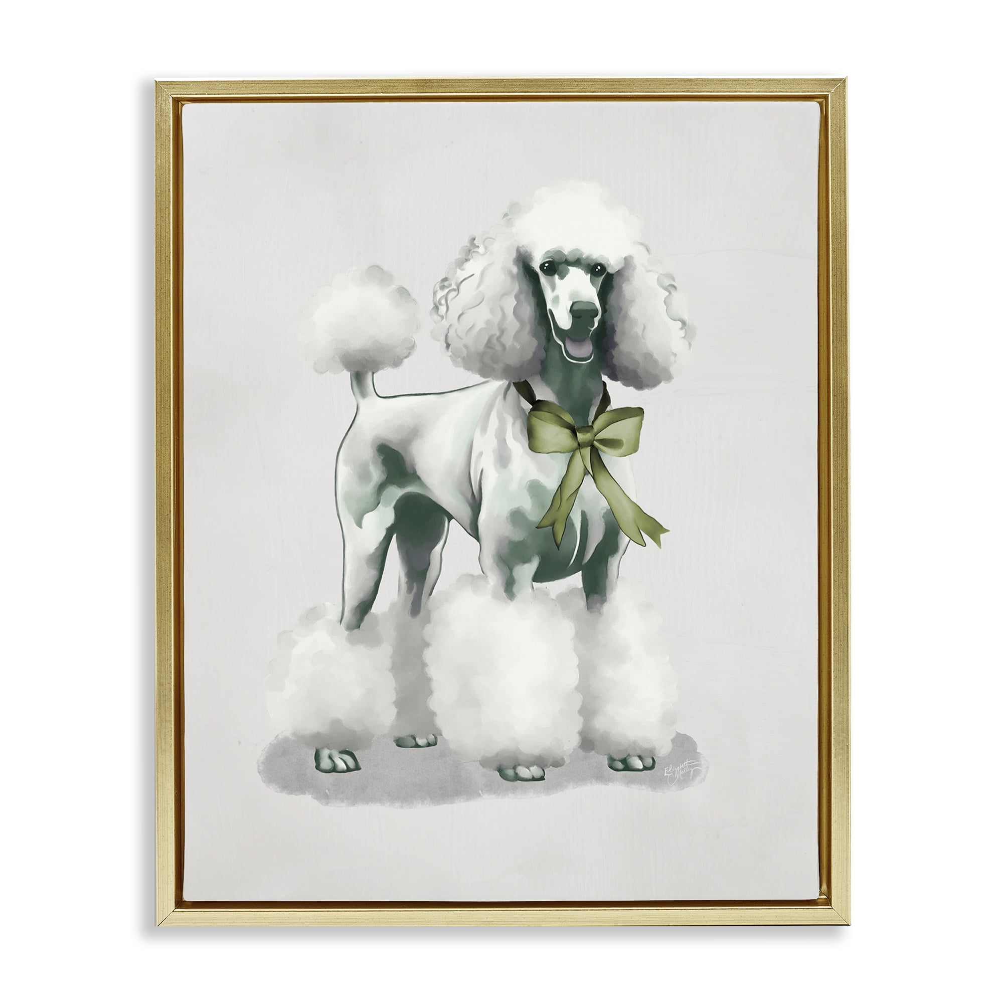 Stupell Industries Graceful Poodle & Ribbon Gold Framed Floater Canvas Wall Art, design by Elizabeth Medley