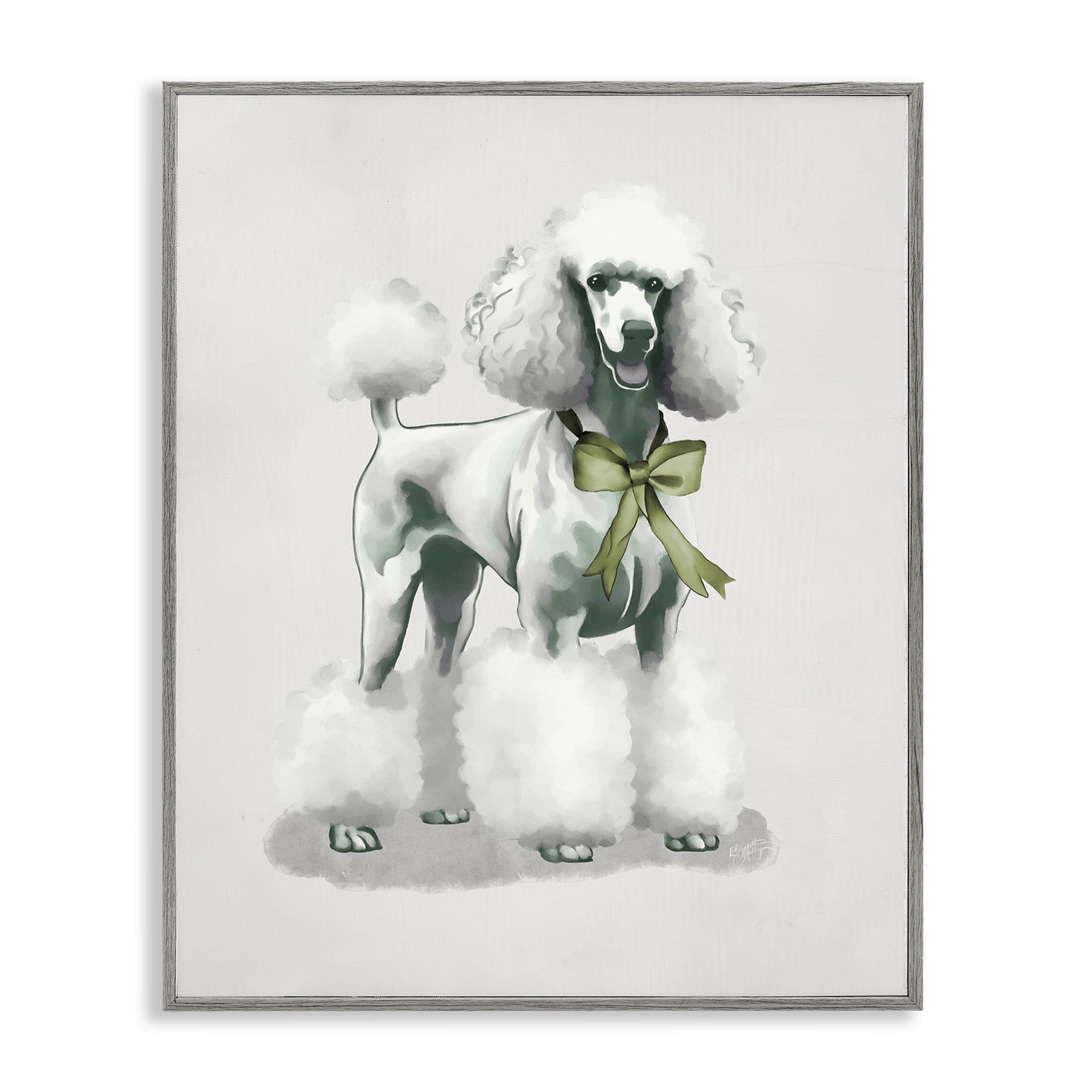 Stupell Industries Graceful Poodle & Ribbon Gray Framed Giclee Art, design by Elizabeth Medley