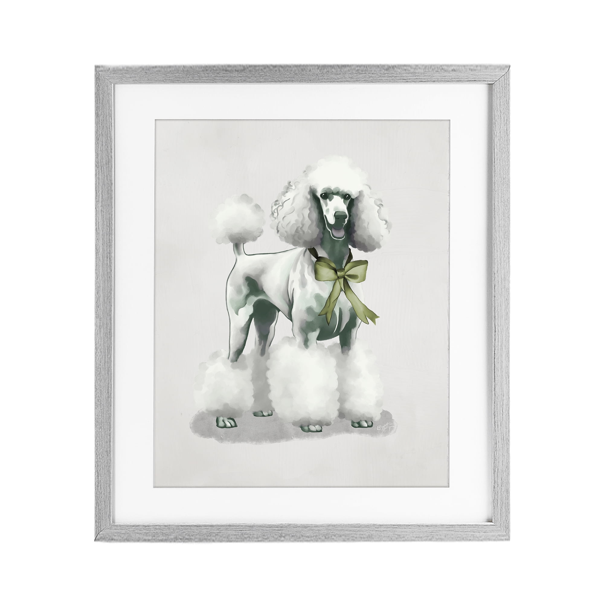 Stupell Industries Graceful Poodle & Ribbon Gray Framed Print Under Glass, design by Elizabeth Medley