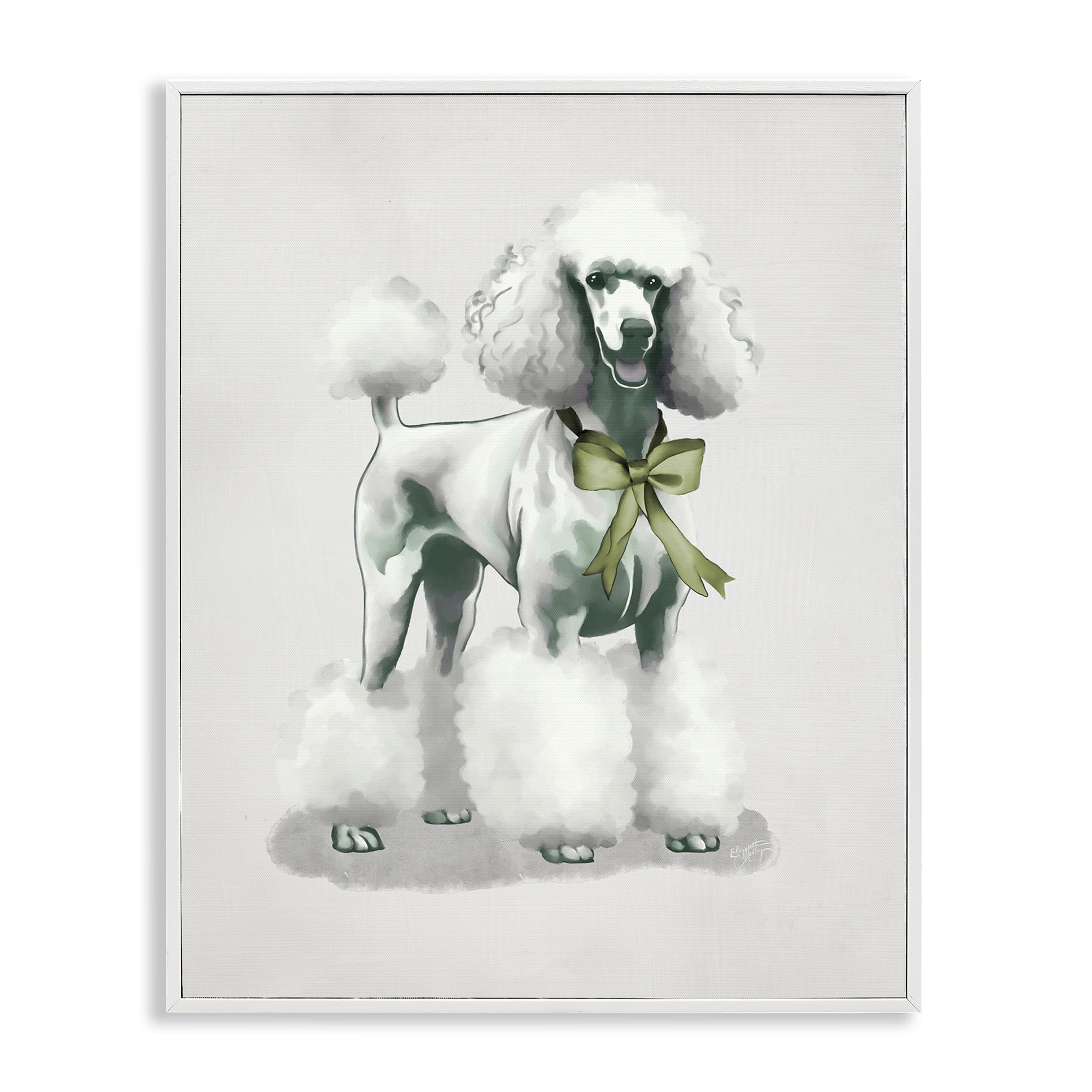 Stupell Industries Graceful Poodle & Ribbon White Framed Giclee Art, design by Elizabeth Medley