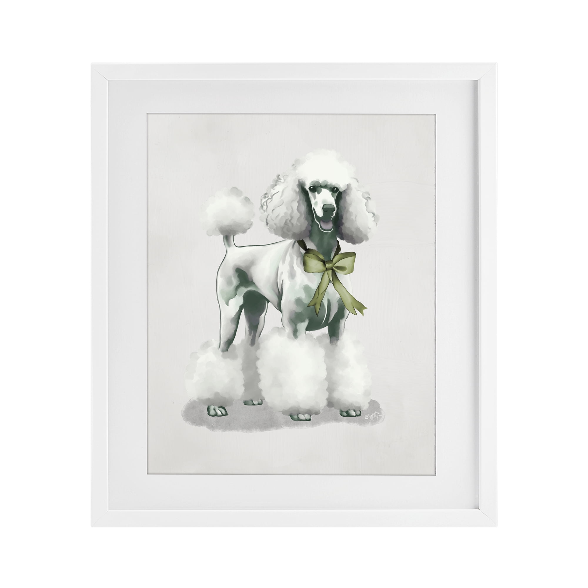 Stupell Industries Graceful Poodle & Ribbon White Framed Print Under Glass, design by Elizabeth Medley