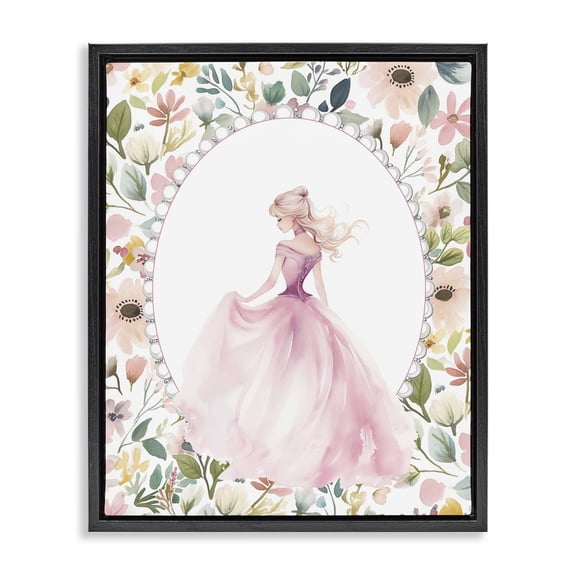 Stupell Industries Graceful Princess Love Black Framed Floater Canvas Wall Art, design by Christine Simpson Art