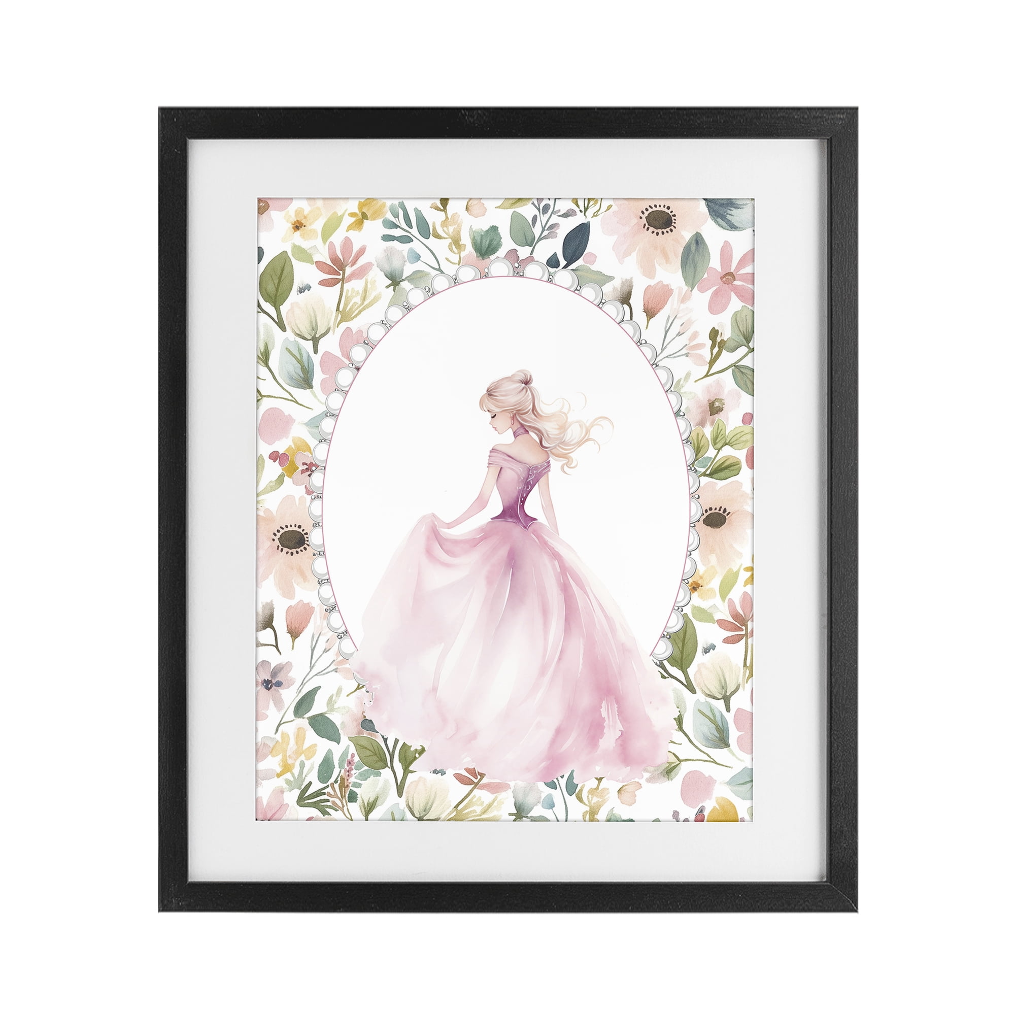 Stupell Industries Graceful Princess Love Black Framed Print Under Glass, design by Christine Simpson Art