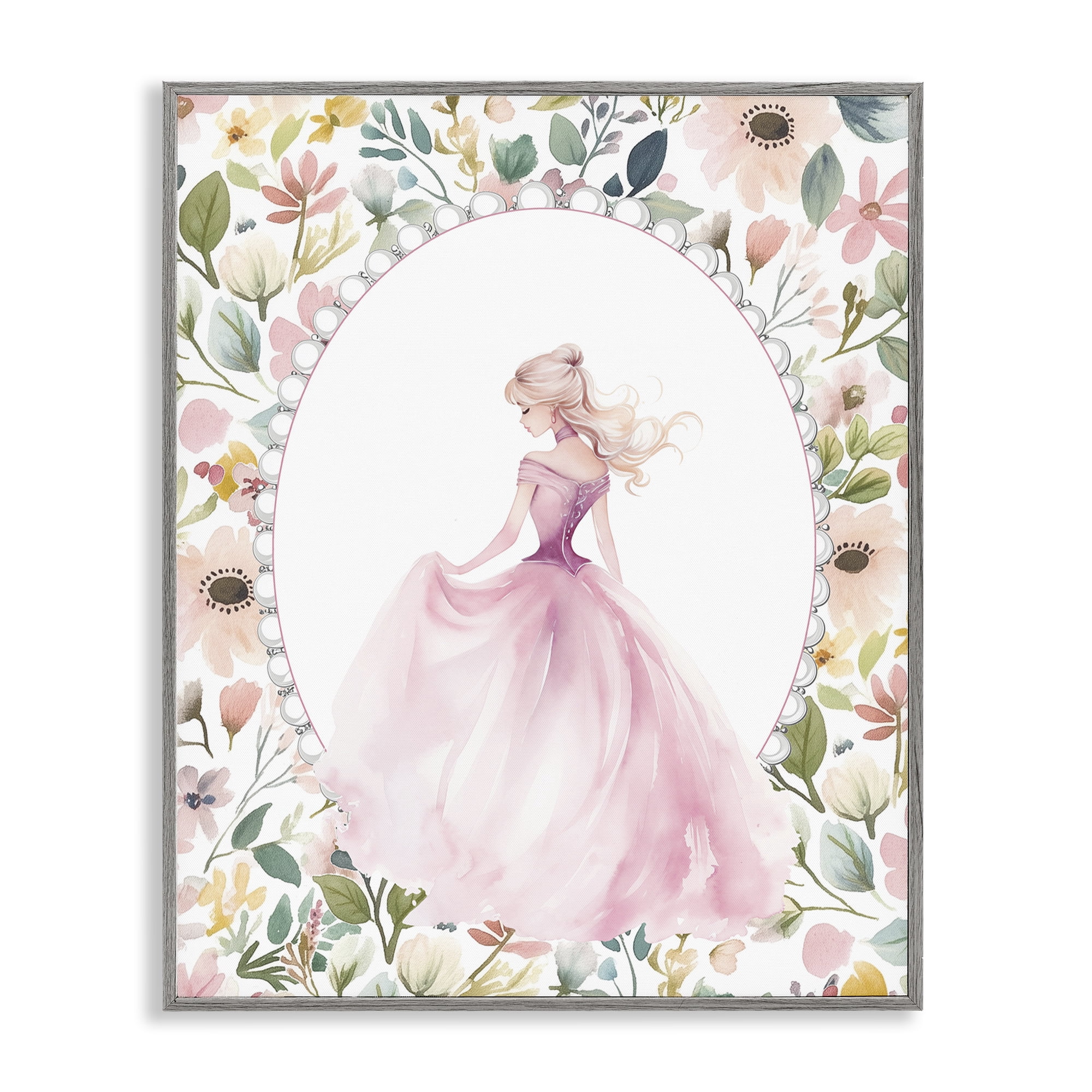 Stupell Industries Graceful Princess Love Gray Framed Giclee Art, design by Christine Simpson Art