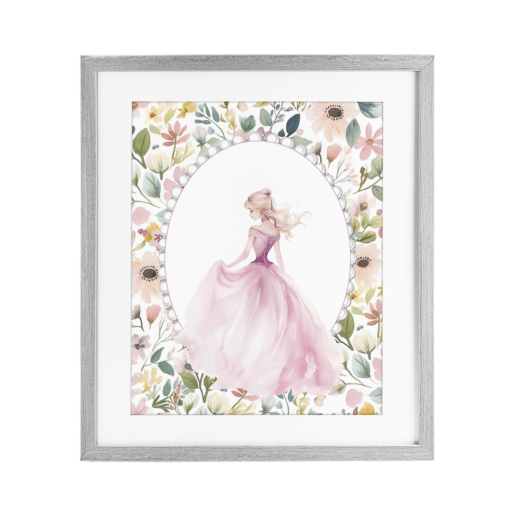 Stupell Industries Graceful Princess Love Gray Framed Print Under Glass, design by Christine Simpson Art