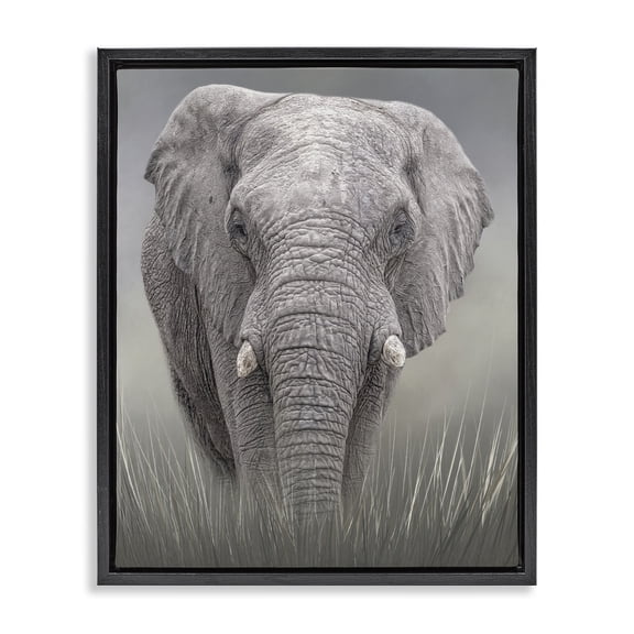 Stupell Industries Graceful Titan Elephant Black Framed Floater Canvas Wall Art design by Kelley Parker, 21 x 17